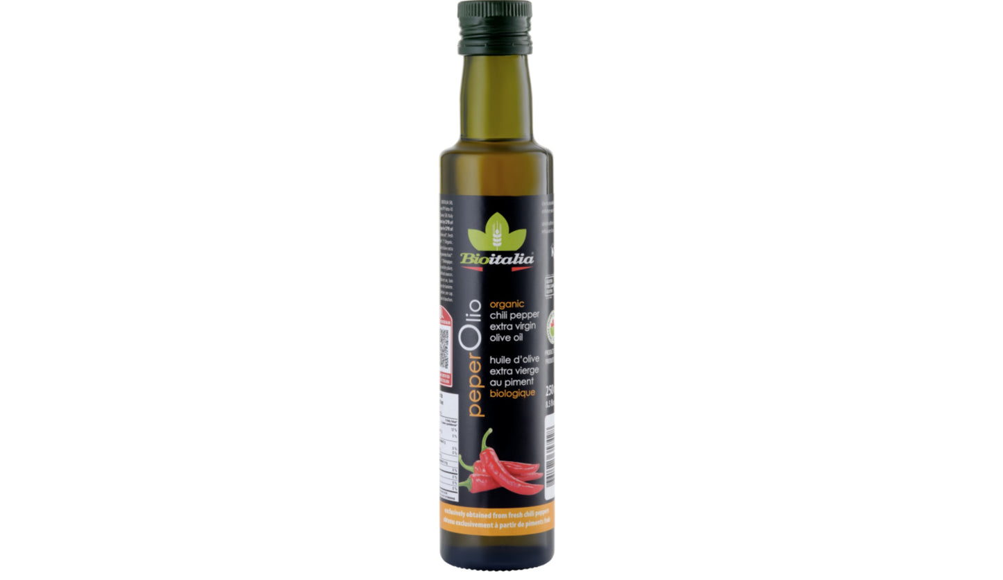 Bioitalia Organic Extra-Virgin Olive Oil with Chili Pepper, 250ml