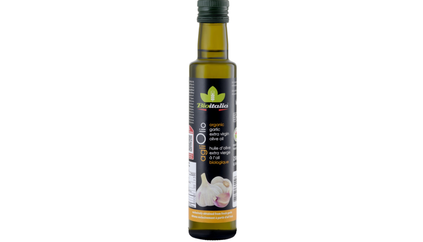 Bioitalia Organic Extra-Virgin Olive Oil with Garlic, 250ml