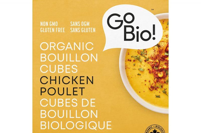 Cubes de bouillon de poulet sans sel Go Bio, 54 g