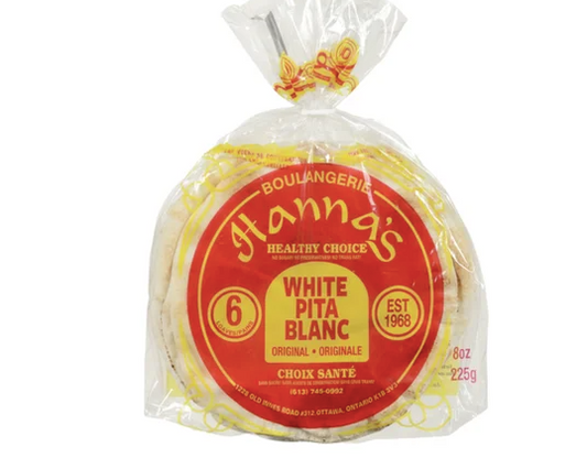 Hanna's 7" White Pita Bread, 225g (FRZ)