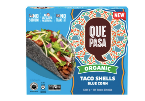 Que Pasa Organic Blue Corn Taco Shells (10), 130g