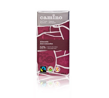 Camino Almonds Dark Chocolate Bar (55%), 100 g